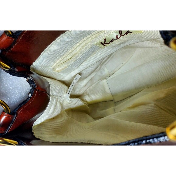 Vintage Kaela Straw Purse Brown Leather Trim Shoulder Bag Unique Closure - Picture 7 of 15